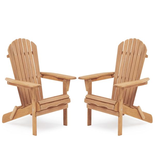 Wooden Folding Adirondack Chair Set of 2 Solid Cedar B212269