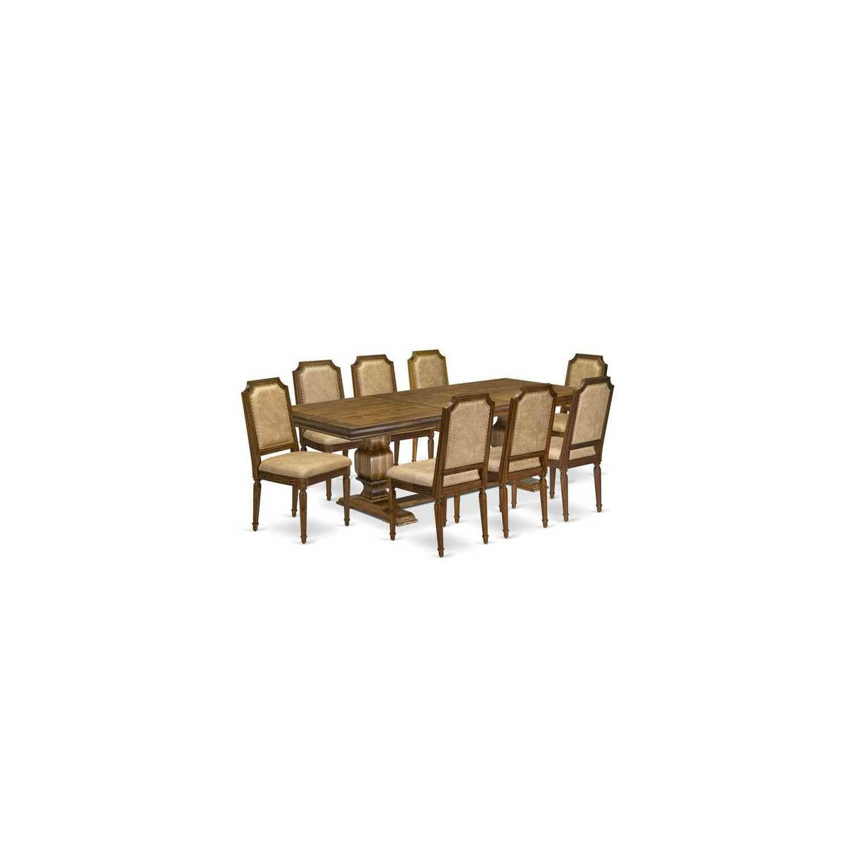 9 Piece Dining Table and 8 Dark Grey PU Leather Chairs N64395