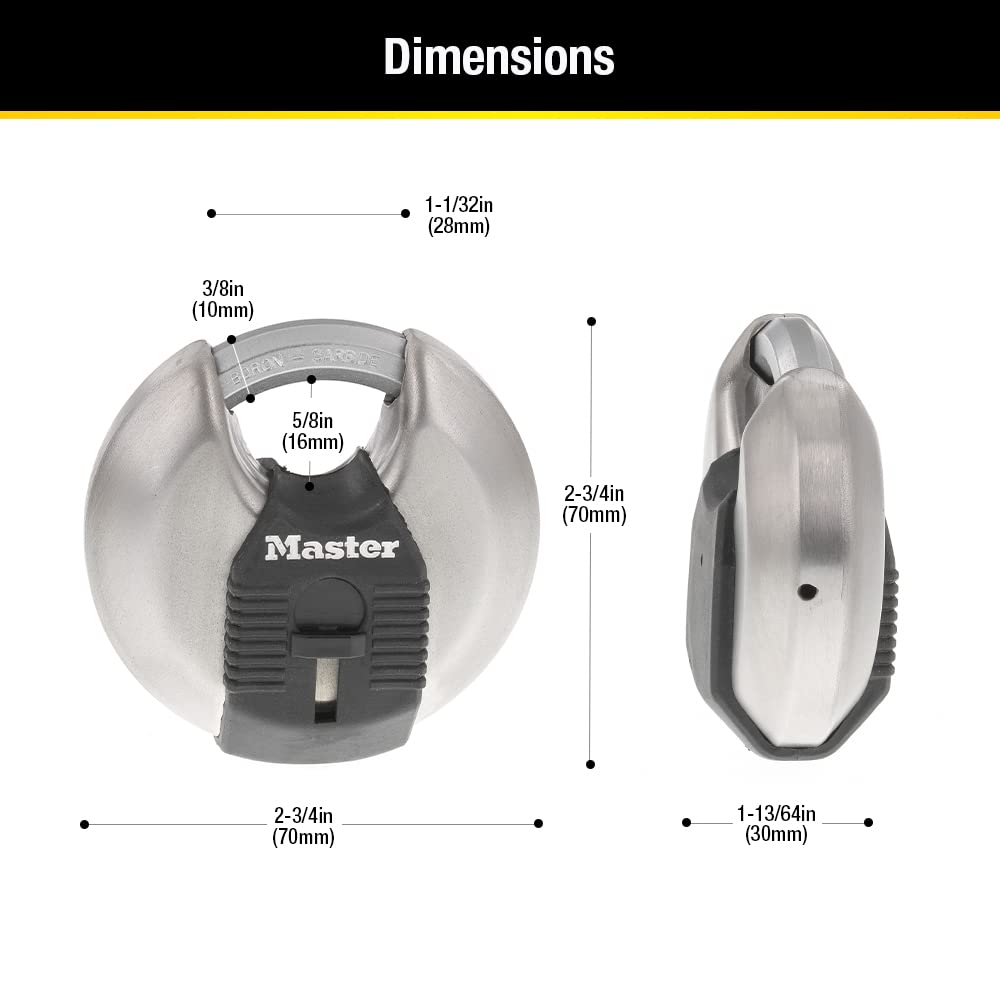 2-3/4-inch Wide Stainless Steel Disc Padlock L770