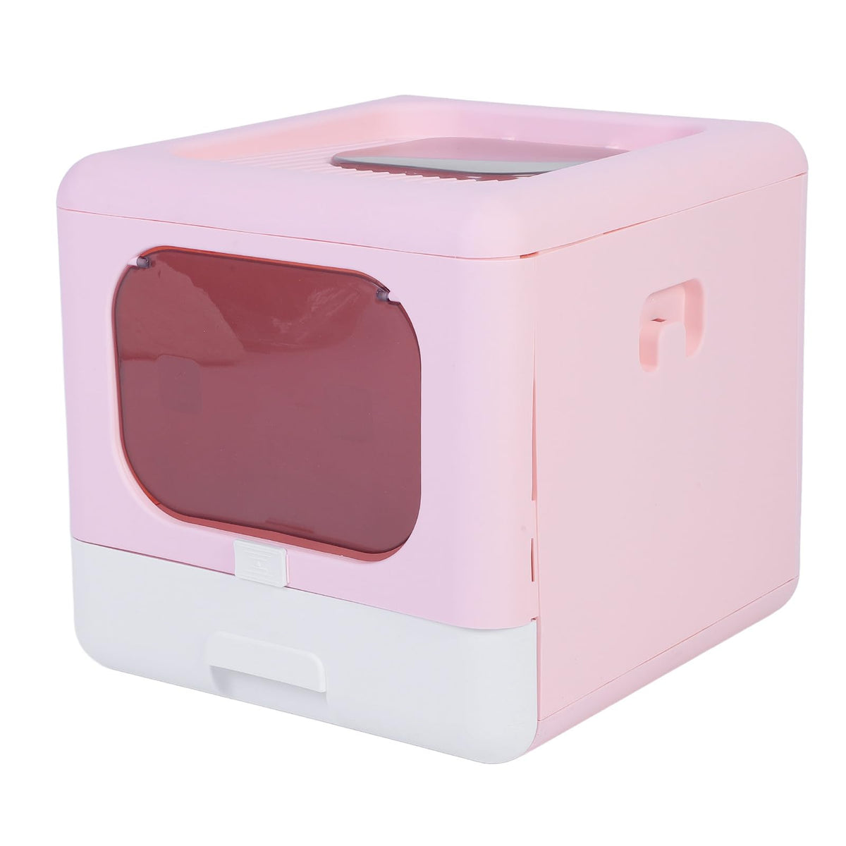 Foldable Top Entry Cat Litter Box with Lid and Scoop Large Size Pink K15784
