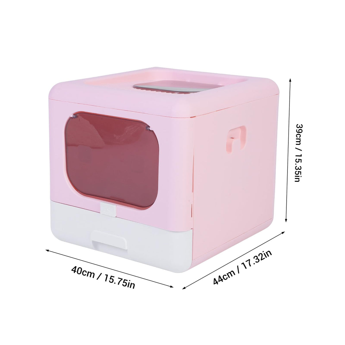 Foldable Top Entry Cat Litter Box with Lid and Scoop Large Size Pink K15784