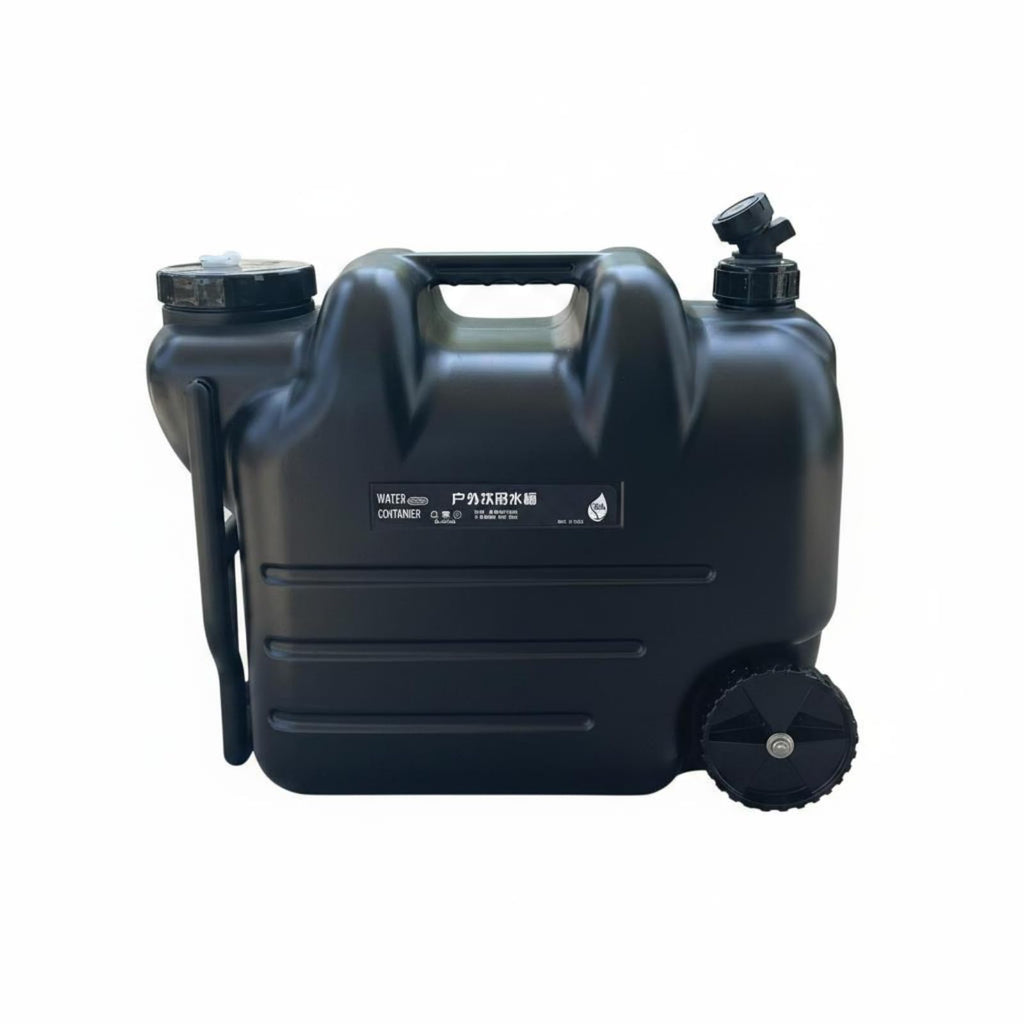 Portable Water Container with Faucet, Wheels, Black F884