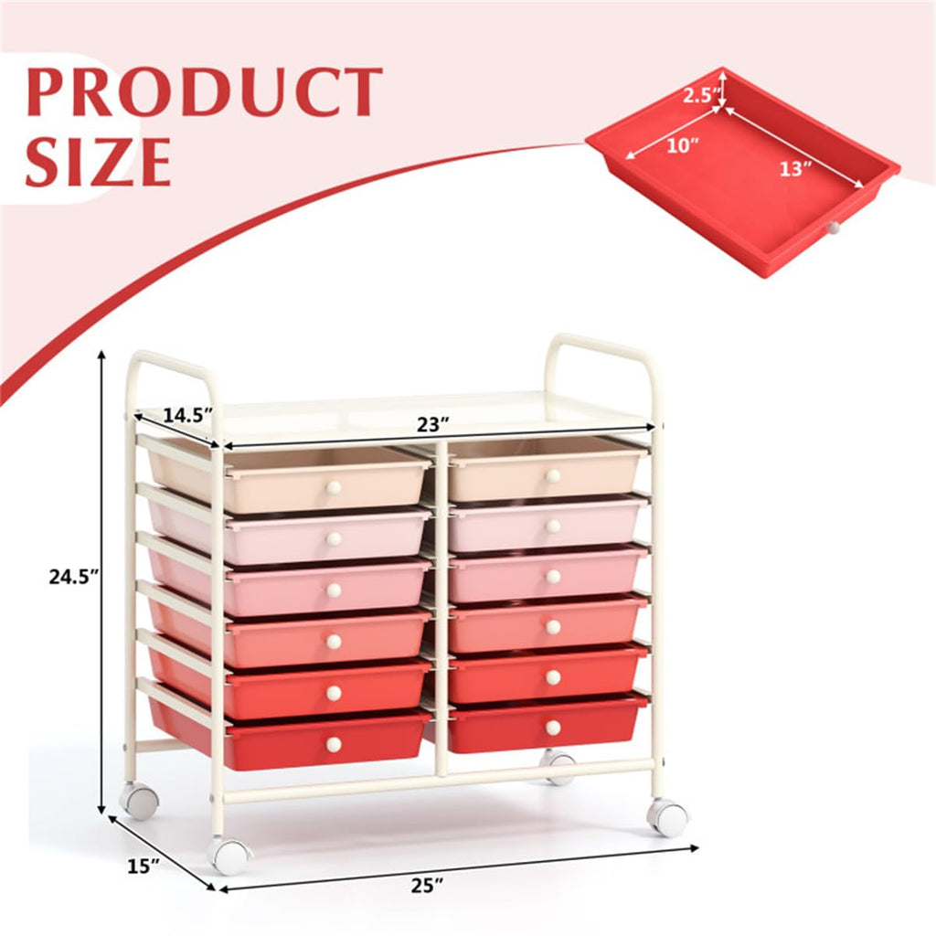 12 Drawer Rolling Storage Cart with Wheels K9725
