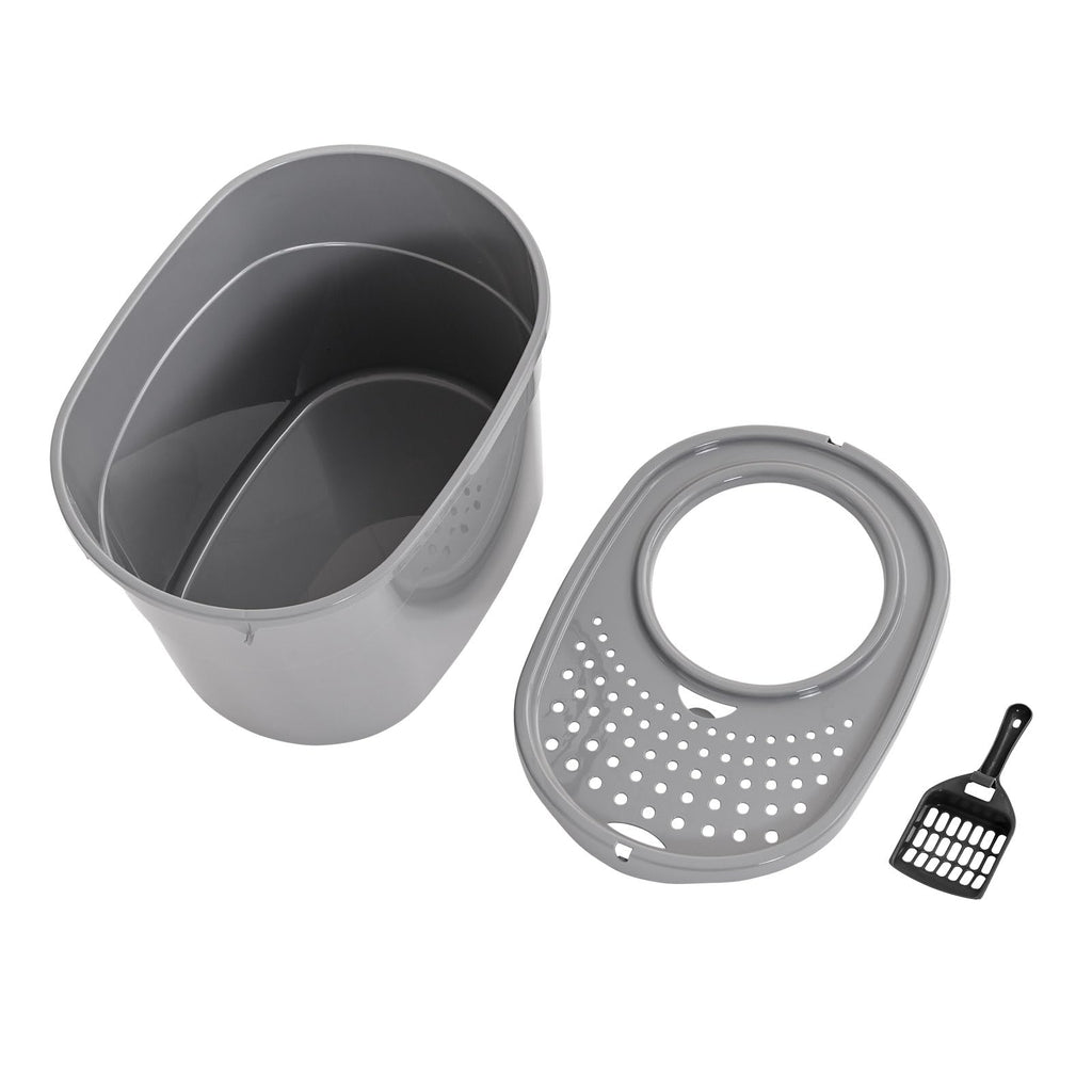 Large Top Entry Cat Litter Box with High Sides and Scoop I574