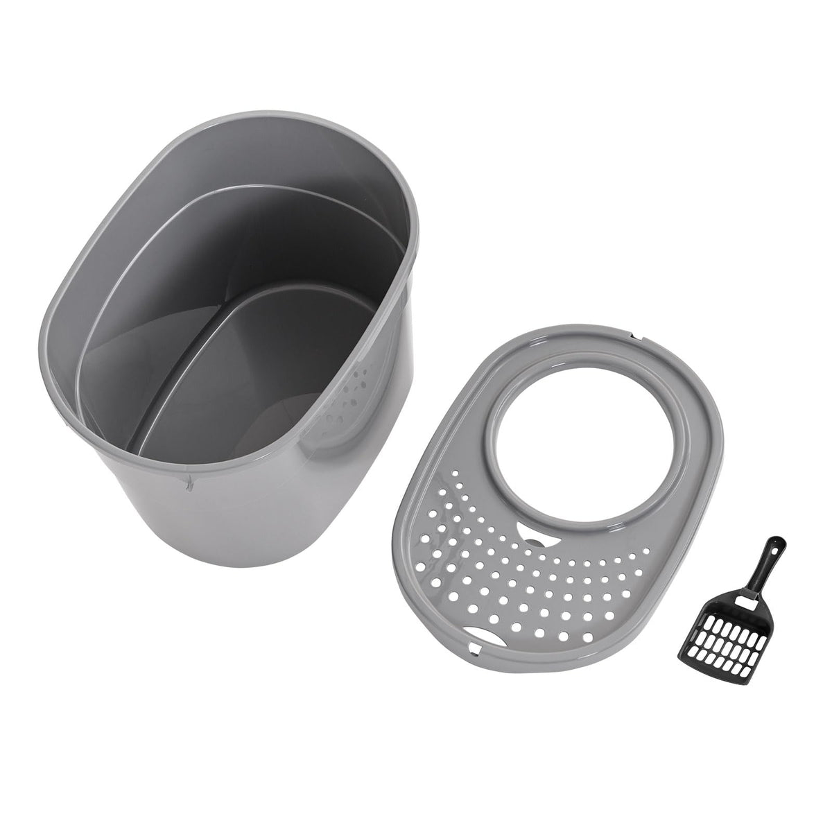 Large Top Entry Cat Litter Box with High Sides and Scoop I574