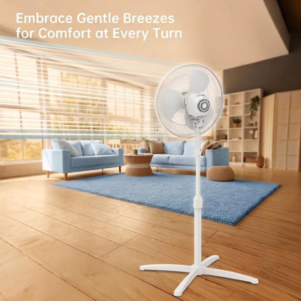 16-inch Oscillating Pedestal Fan with 3-Speed Control, White K754658