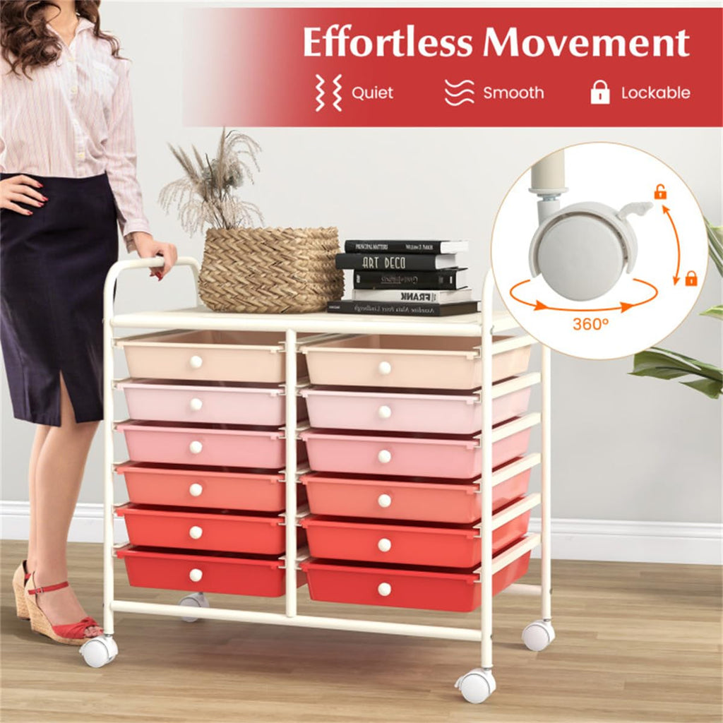 12 Drawer Rolling Storage Cart with Wheels K9725