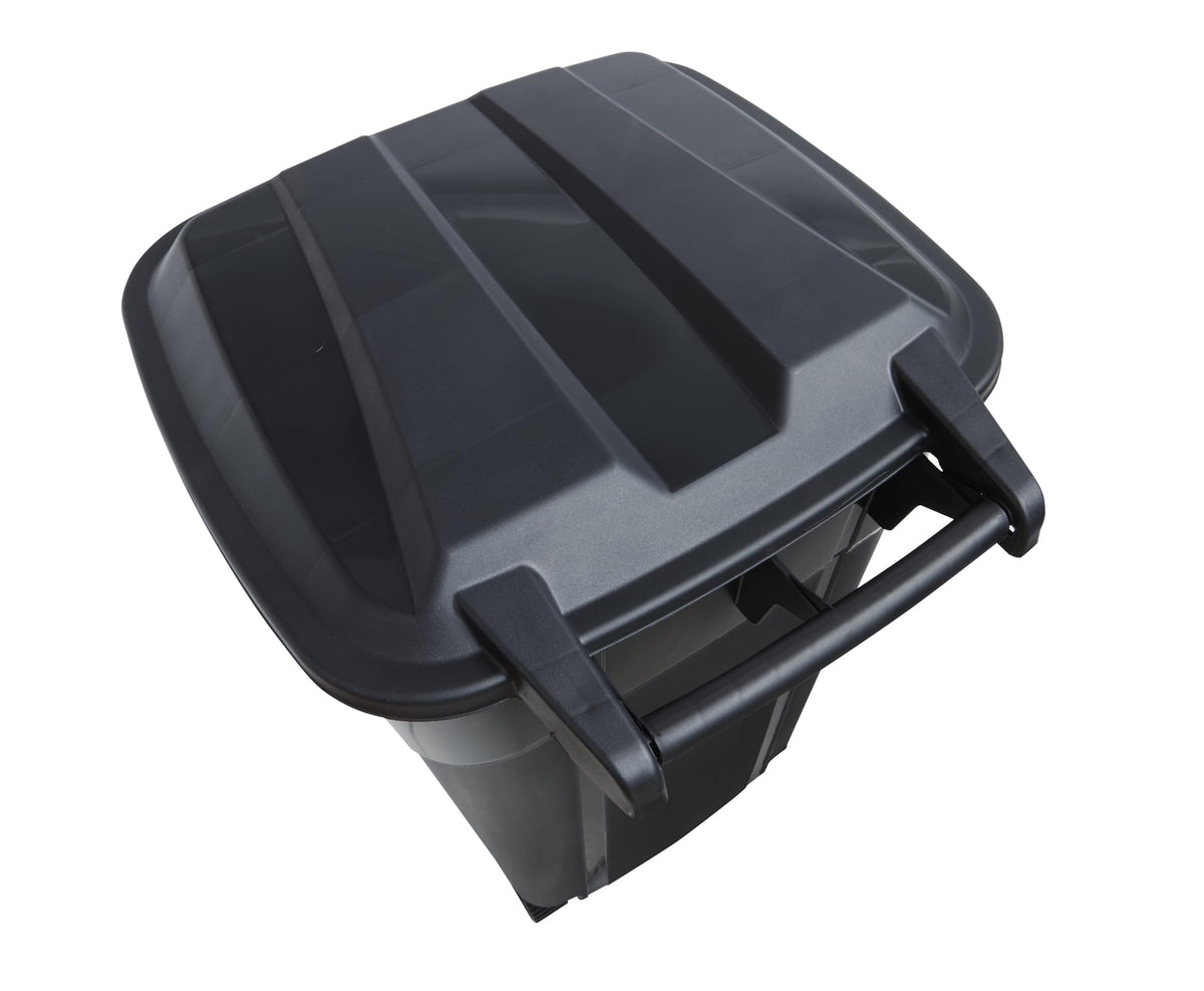 32 Gallon Wheeled Heavy Duty Plastic Garbage Can with Attached Lid T750