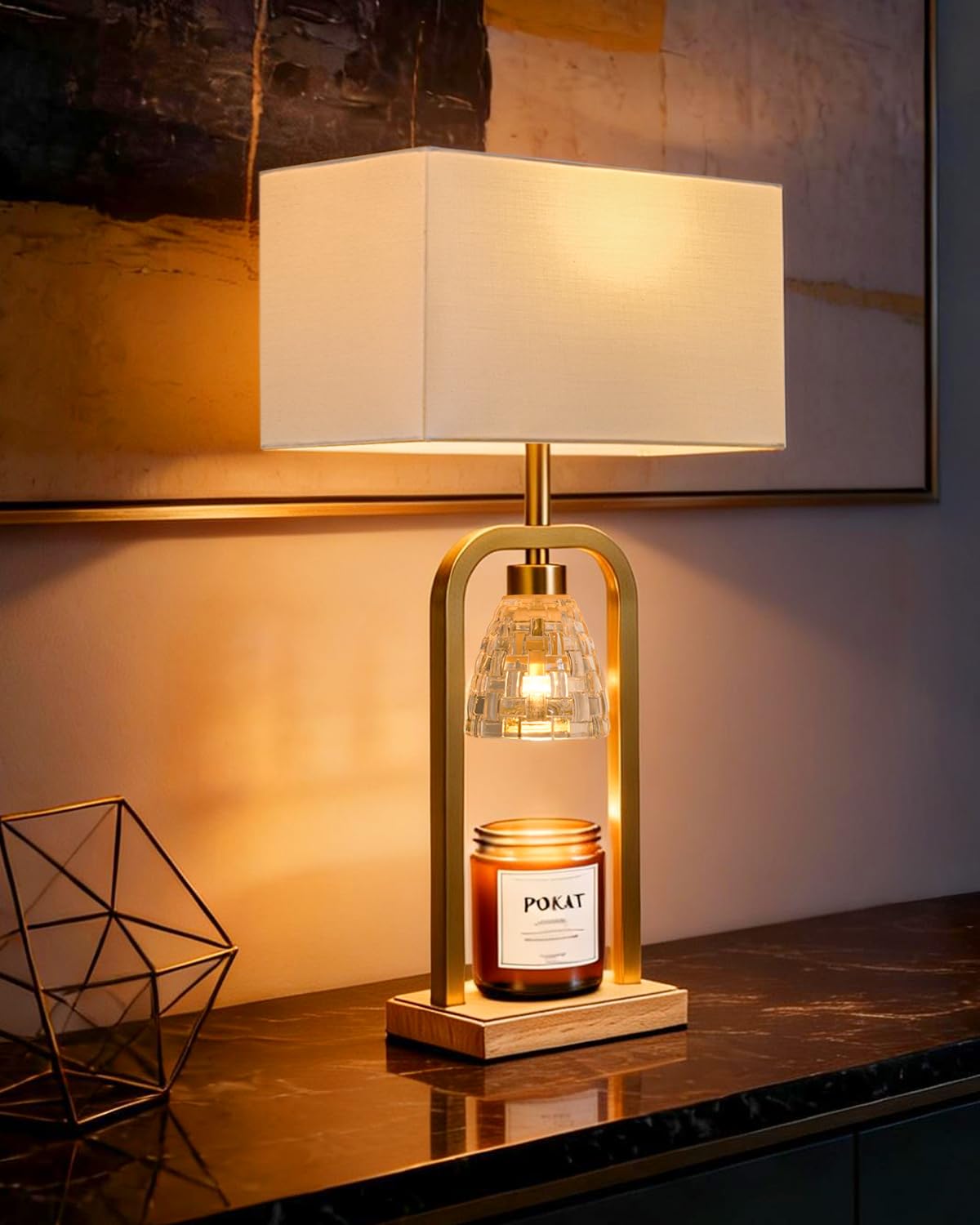2 in 1 Gold Table Lamp with Candle Warmer Z948654