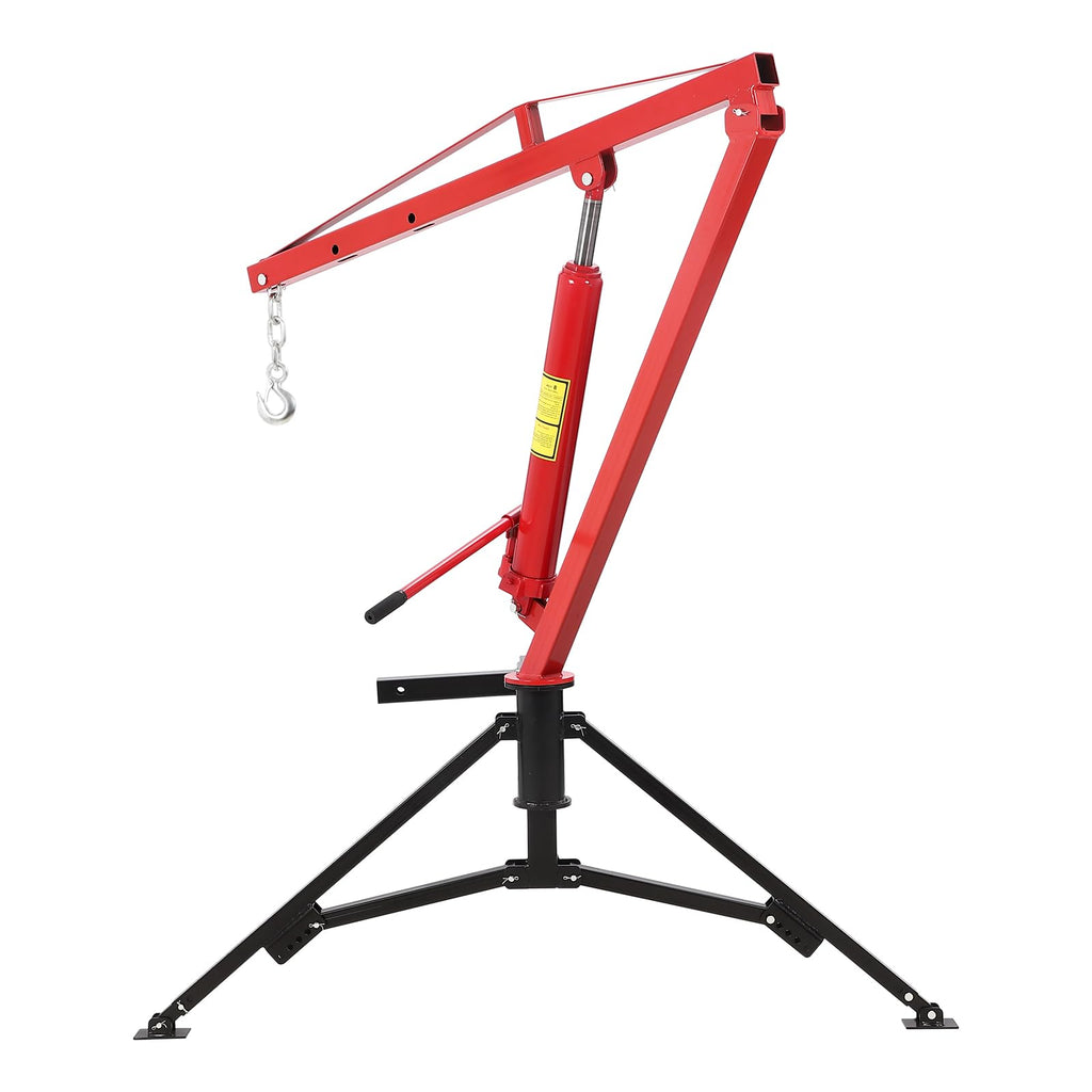 1000lbs Hydraulic Pickup Truck Crane, 360° Swivel Hitch Receiver Mounted with Adjustable Boom V3729