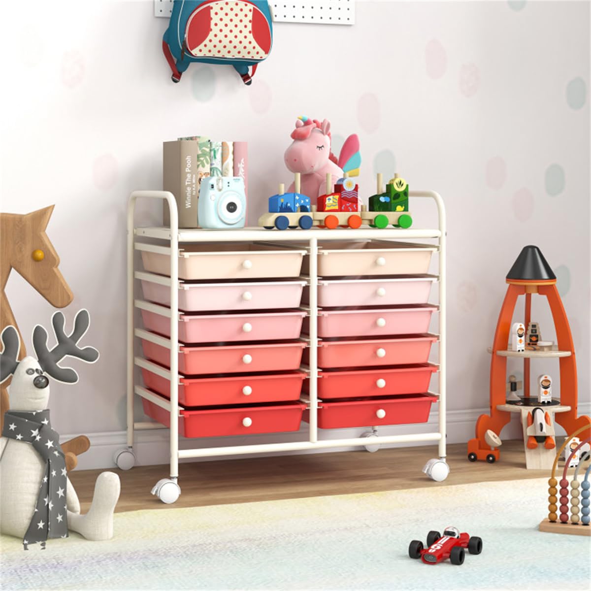 12 Drawer Rolling Storage Cart with Wheels K9725