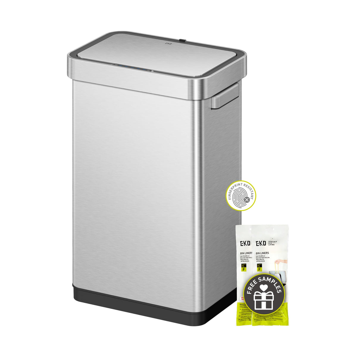 50 Liter Touchless Rectangular Motion Sensor Trash Can, Matte Stainless Steel L1683
