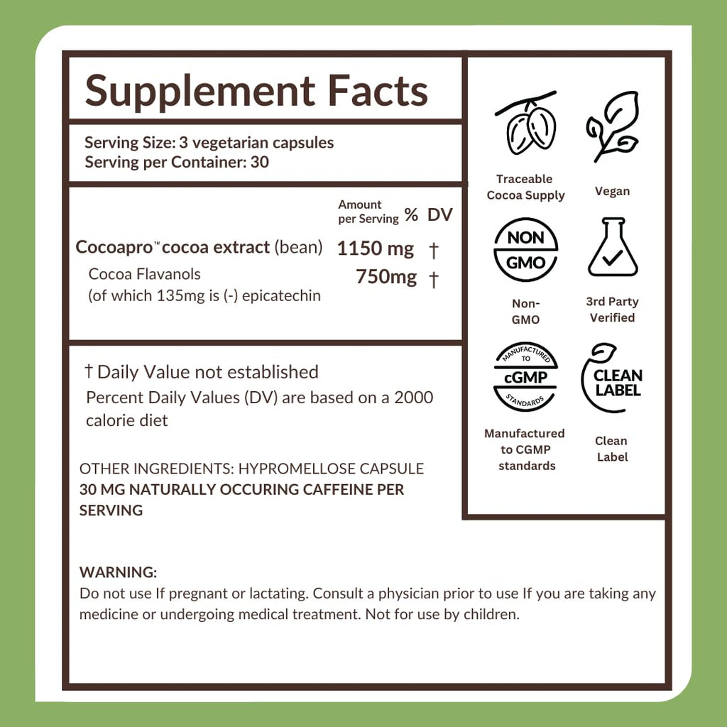750mg Cocoa Flavanols Vegan Gluten-Free Cocoa S287037