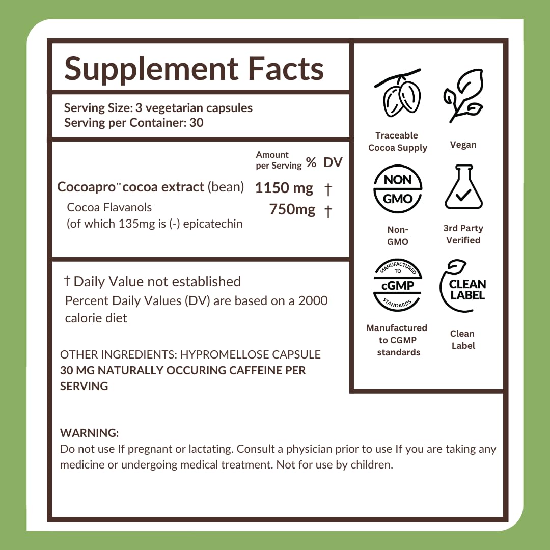 750mg Cocoa Flavanols Vegan Gluten-Free Cocoa S287037