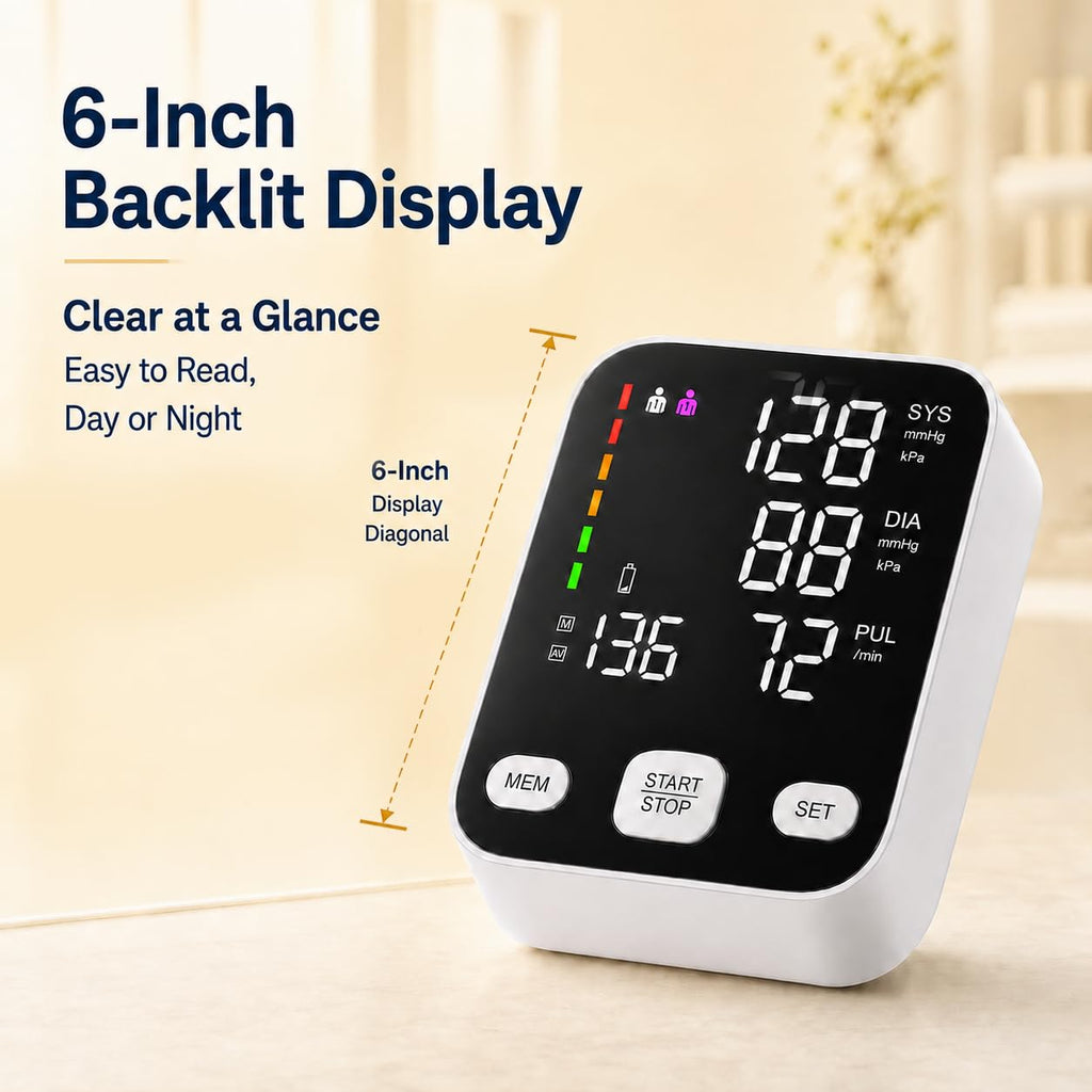 Automatic Upper Arm Blood Pressure Monitor with 6-Inch Backlit Display E90937