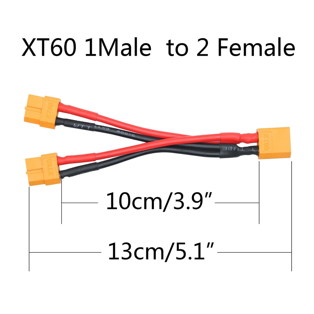 XT60 Parallel Battery Connector Cable 3.9" Y Splitter Adapter Plug L81326