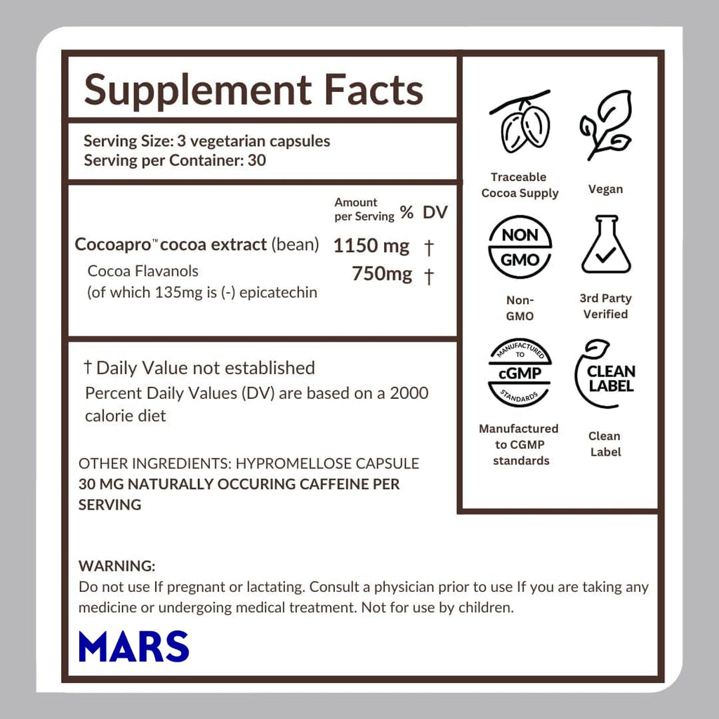 750mg Cocoa Flavanols Vegan Gluten-Free Cocoa S287037