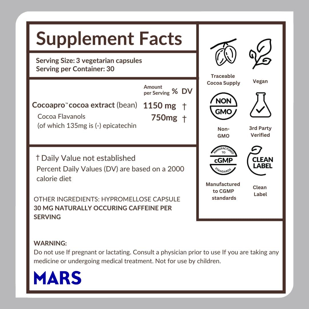 750mg Cocoa Flavanols Vegan Gluten-Free Cocoa S287037