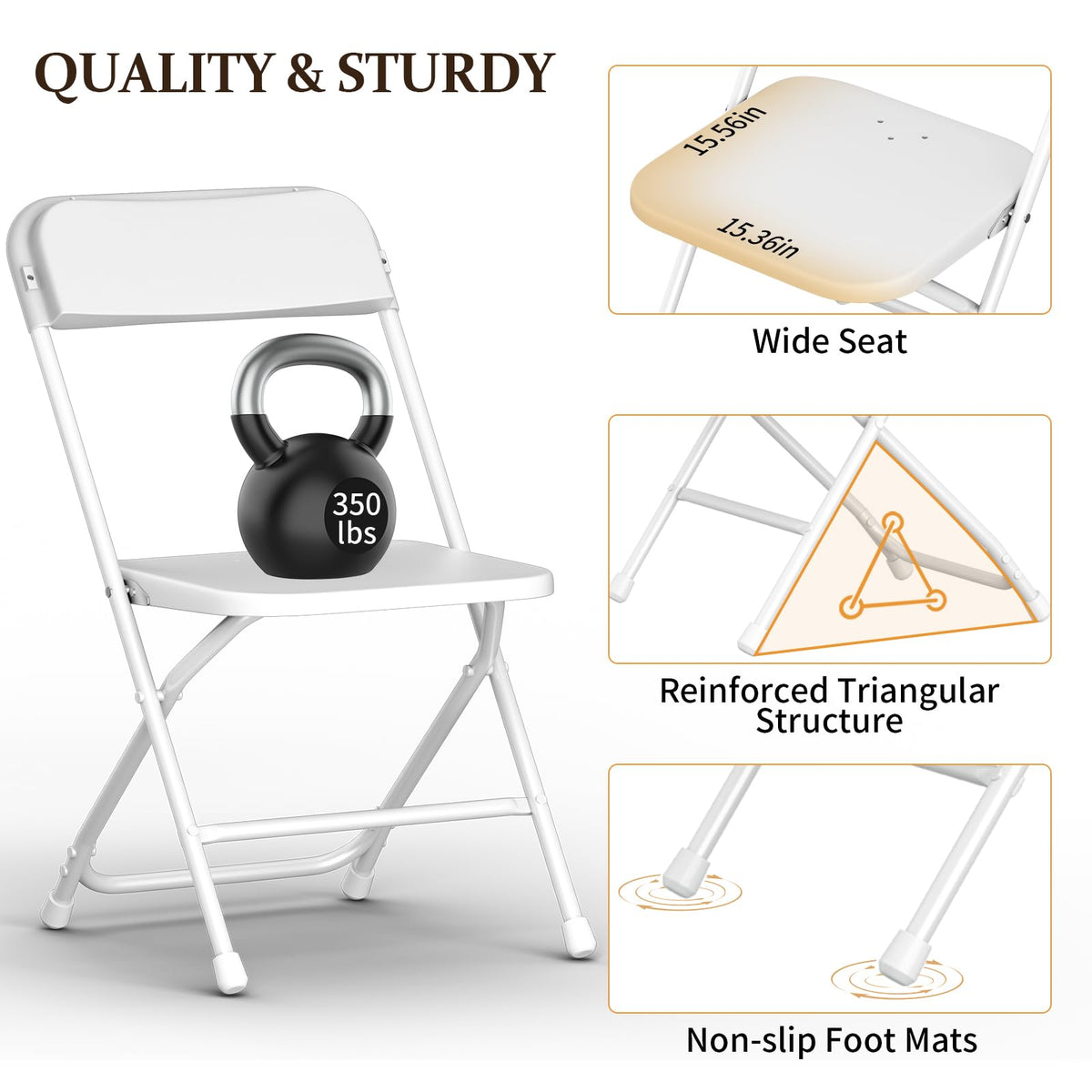 10 Pack Folding Chairs with Steel Frame R72164