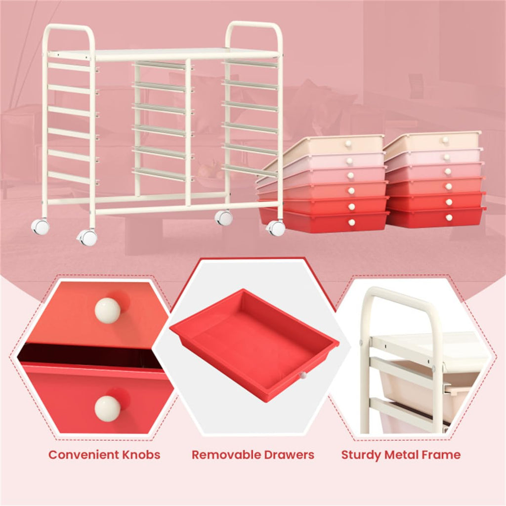 12 Drawer Rolling Storage Cart with Wheels K9725