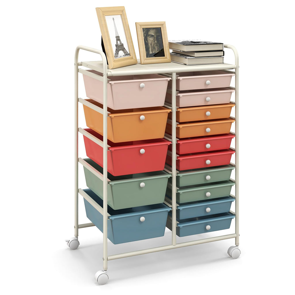 15 Drawer Rolling Storage Cart with Removable Drawers L3453