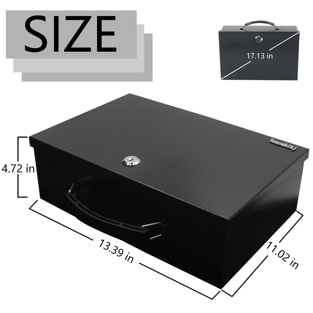 Fireproof Key Lock Steel Security Safe Box, 0.38 Cu Ft, Black N4991