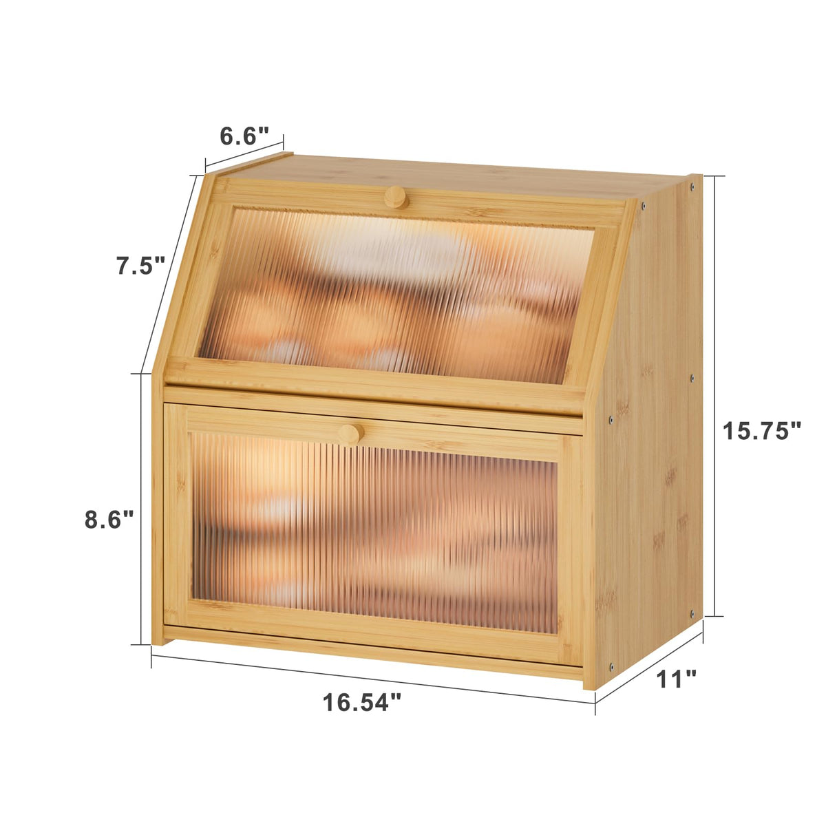 Extra Large Bamboo Wood Double Layer Bread Box O487727