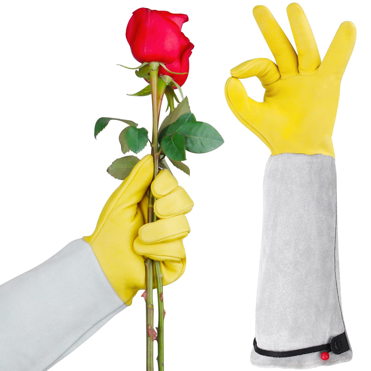 Long Leather Gardening Gloves with Adjustable Cuff L208