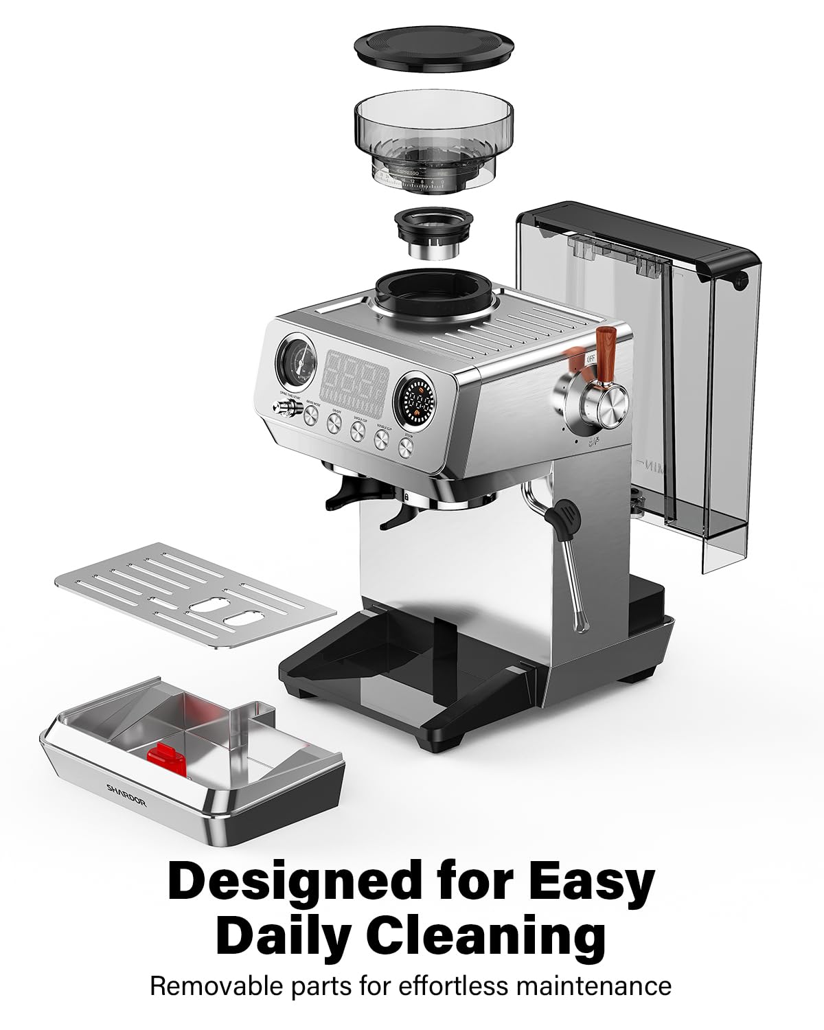 20 Bar Espresso Machine with Built-In Grinder W18647
