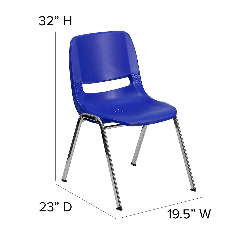 Navy Ergonomic Shell Stack Chair with Chrome Frame C16263