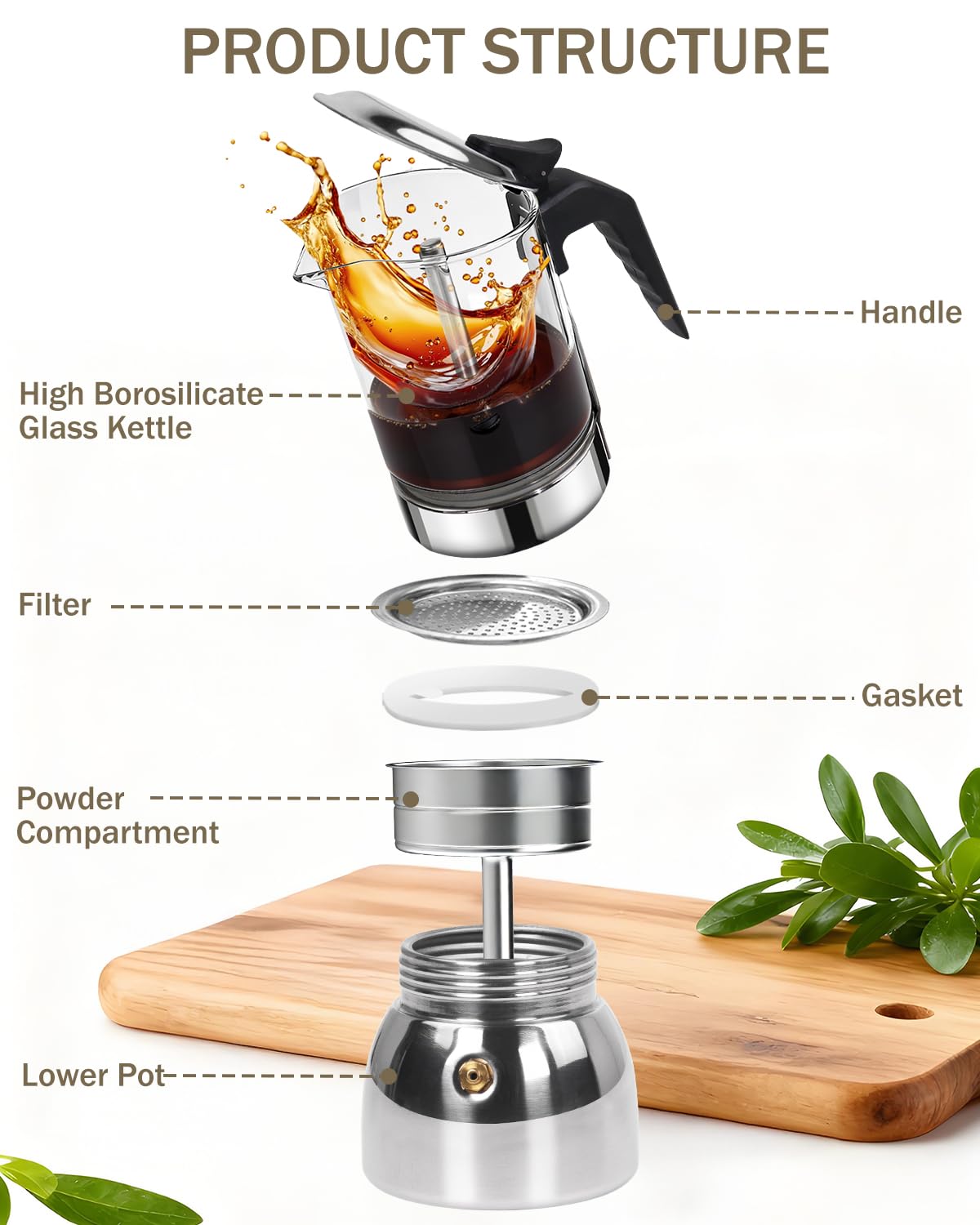 9 Cup 15 oz Stovetop Espresso Moka Pot E29290
