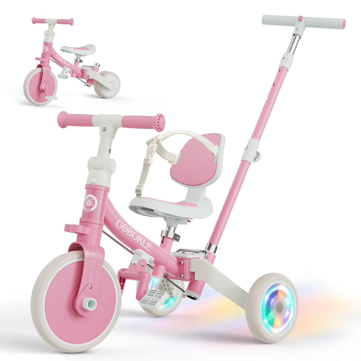 5-in-1 Convertible Toddler Tricycle with Push Handle L139159