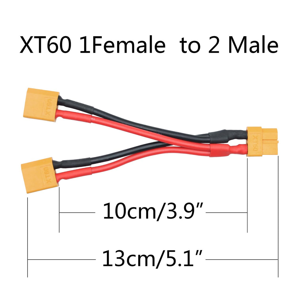 XT60 Parallel Battery Connector Cable 3.9" Y Splitter Adapter Plug L81326