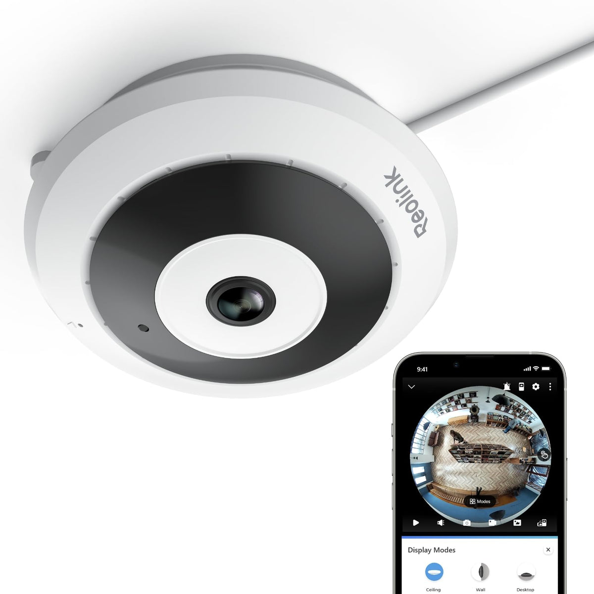 WiFi Security Fisheye Camera, 2K+ 6MP 360° Panorama Z3451