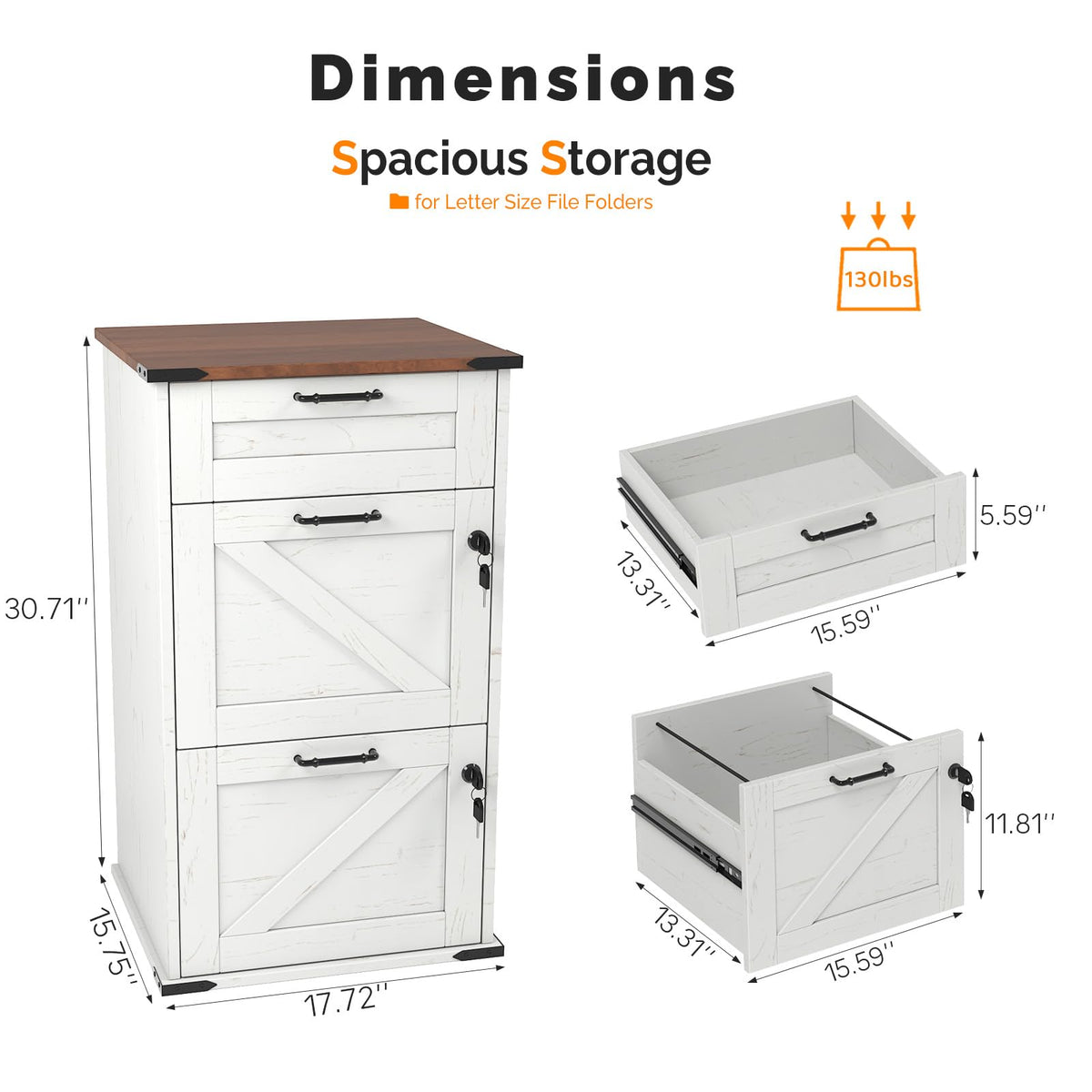 3 Drawer File Cabinet with Lock X68785