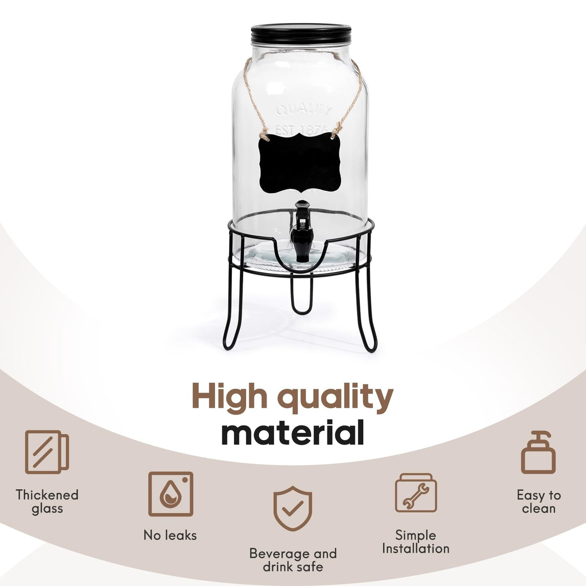 1.5 Gallon Glass Drink Dispenser with Spigot D15082