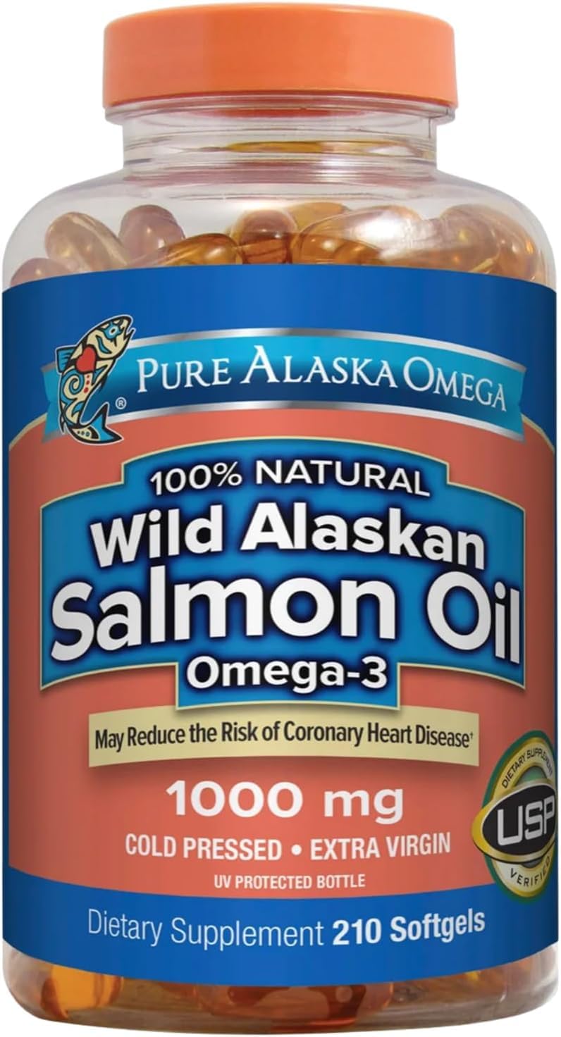 Omega-3 Wild Alaskan Salmon Oil 1000mg Softgels, 210 Count J883071