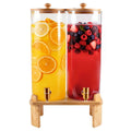 2 Gallon 2 Pack Glass Drink Dispenser with Wood Stand D479