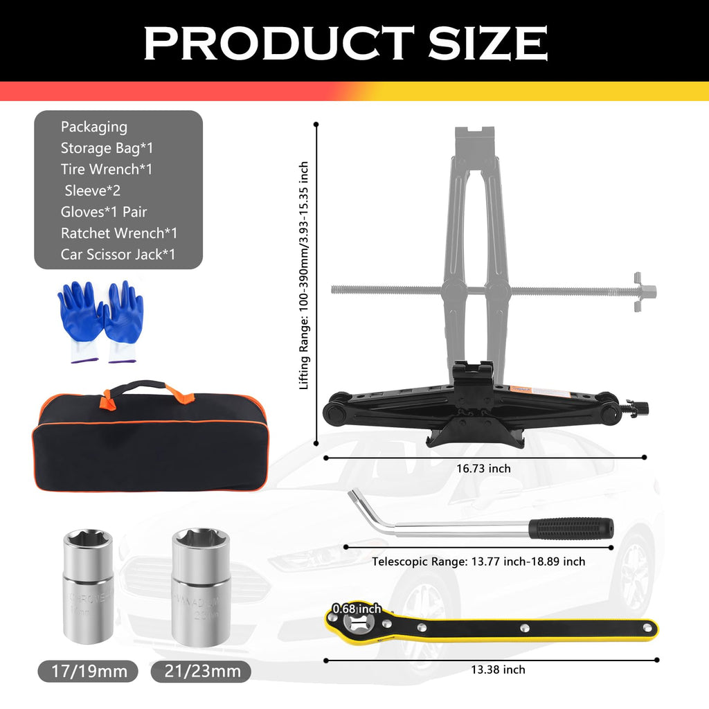 2T Scissor Jack Car Tool Kit X2355
