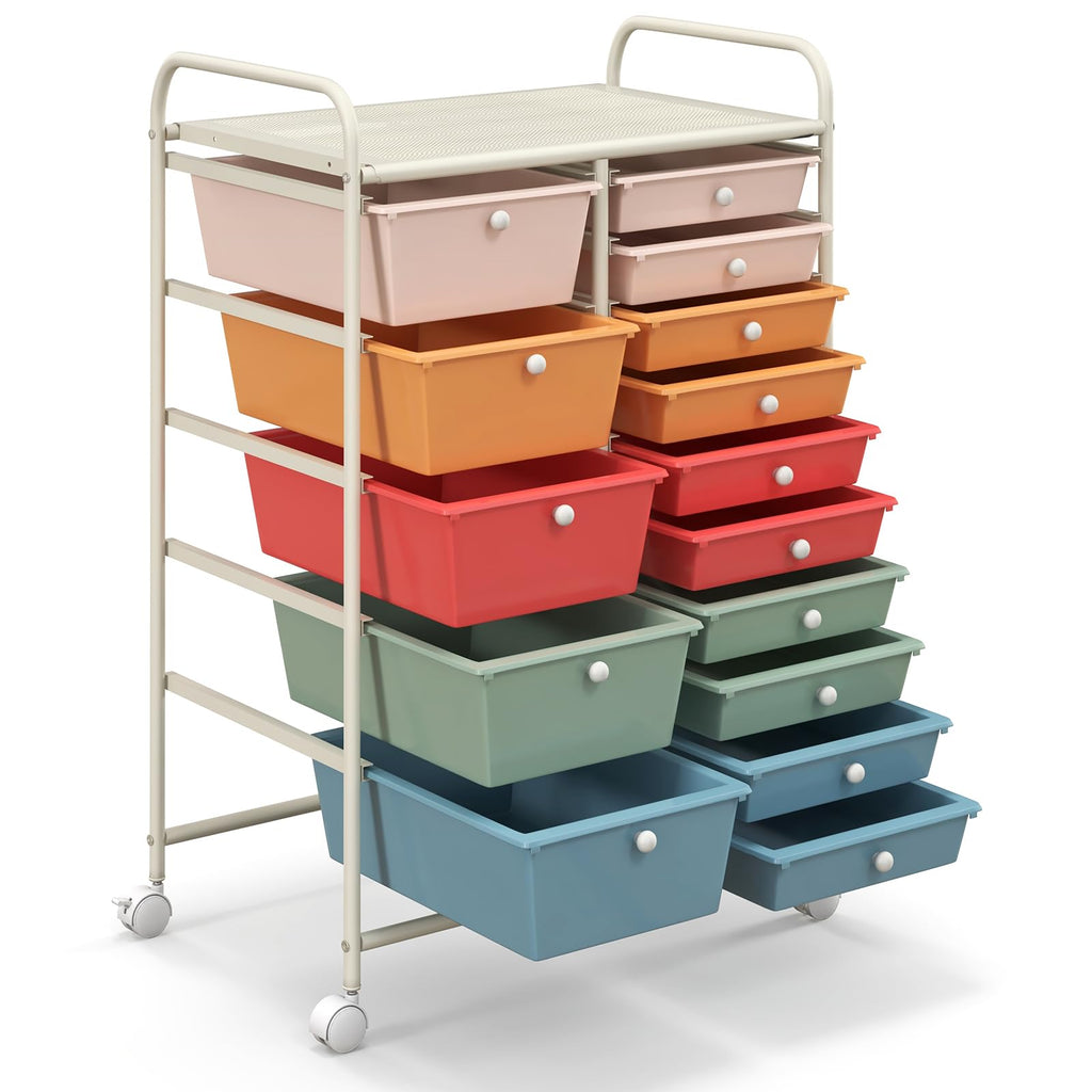 15 Drawer Rolling Storage Cart with Removable Drawers L3453