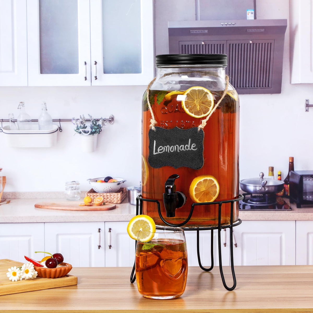 1.5 Gallon Glass Drink Dispenser with Spigot D15082