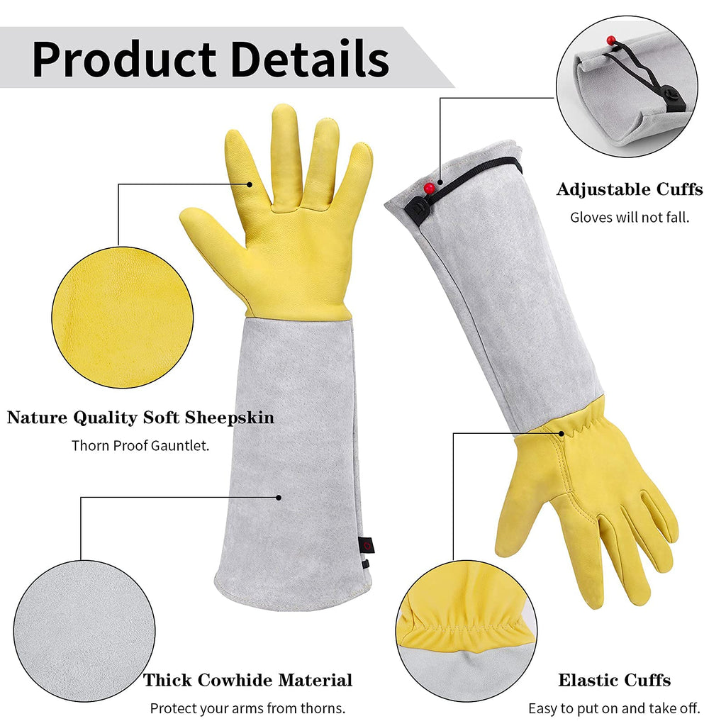 Long Leather Gardening Gloves with Adjustable Cuff L208