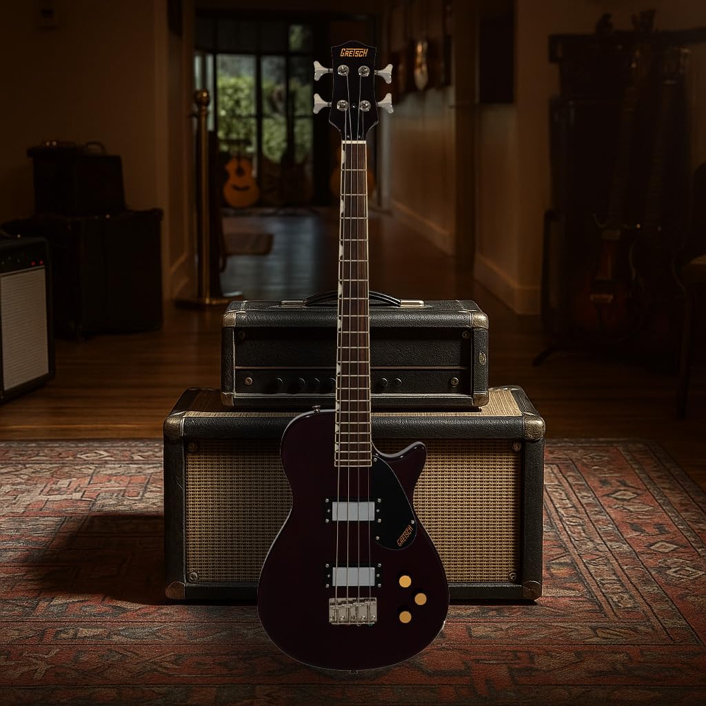 Walnut Stain Short-Scale Electric Bass Guitar V8142