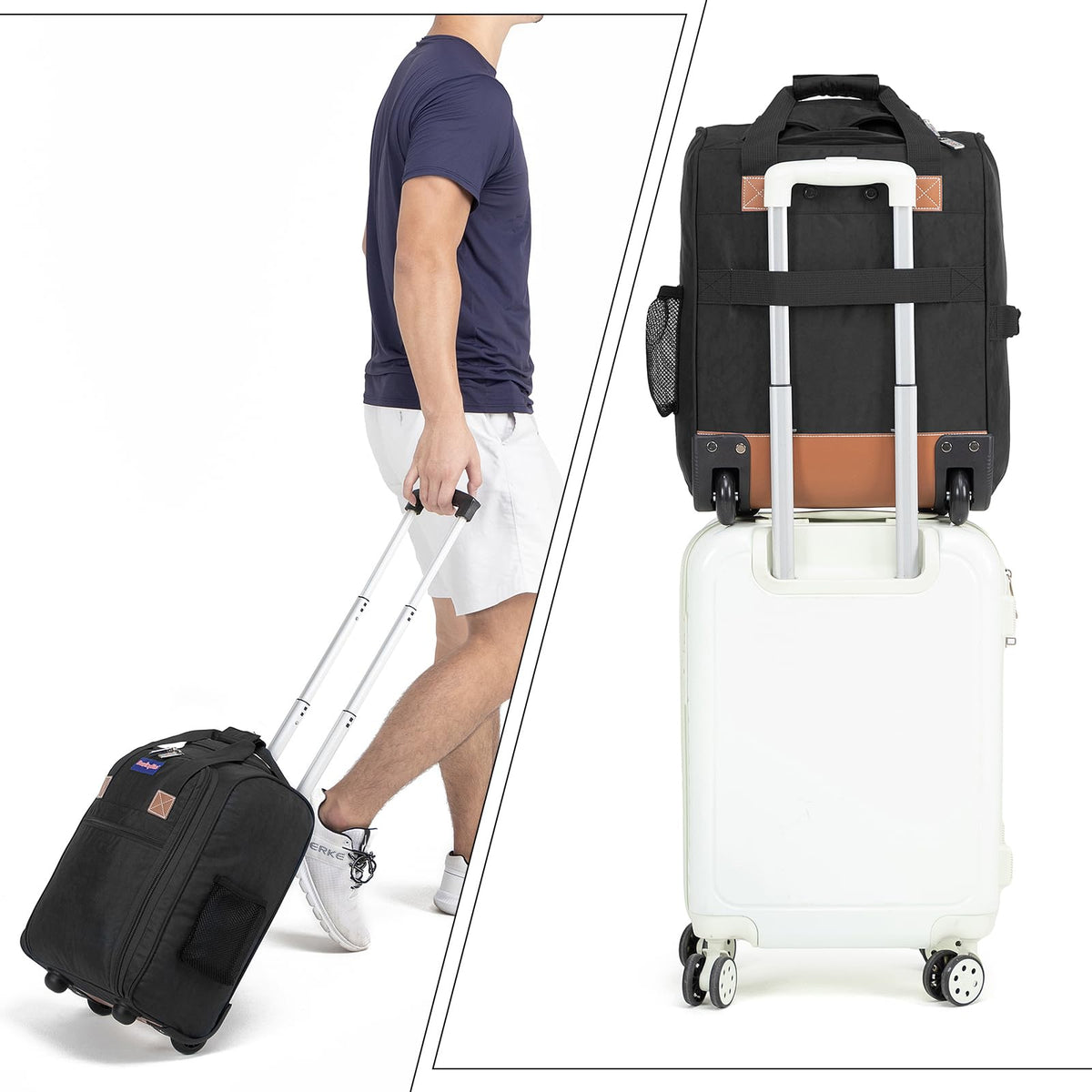 17x13x8 Inches Rolling Underseat Travel Bag Black X43528