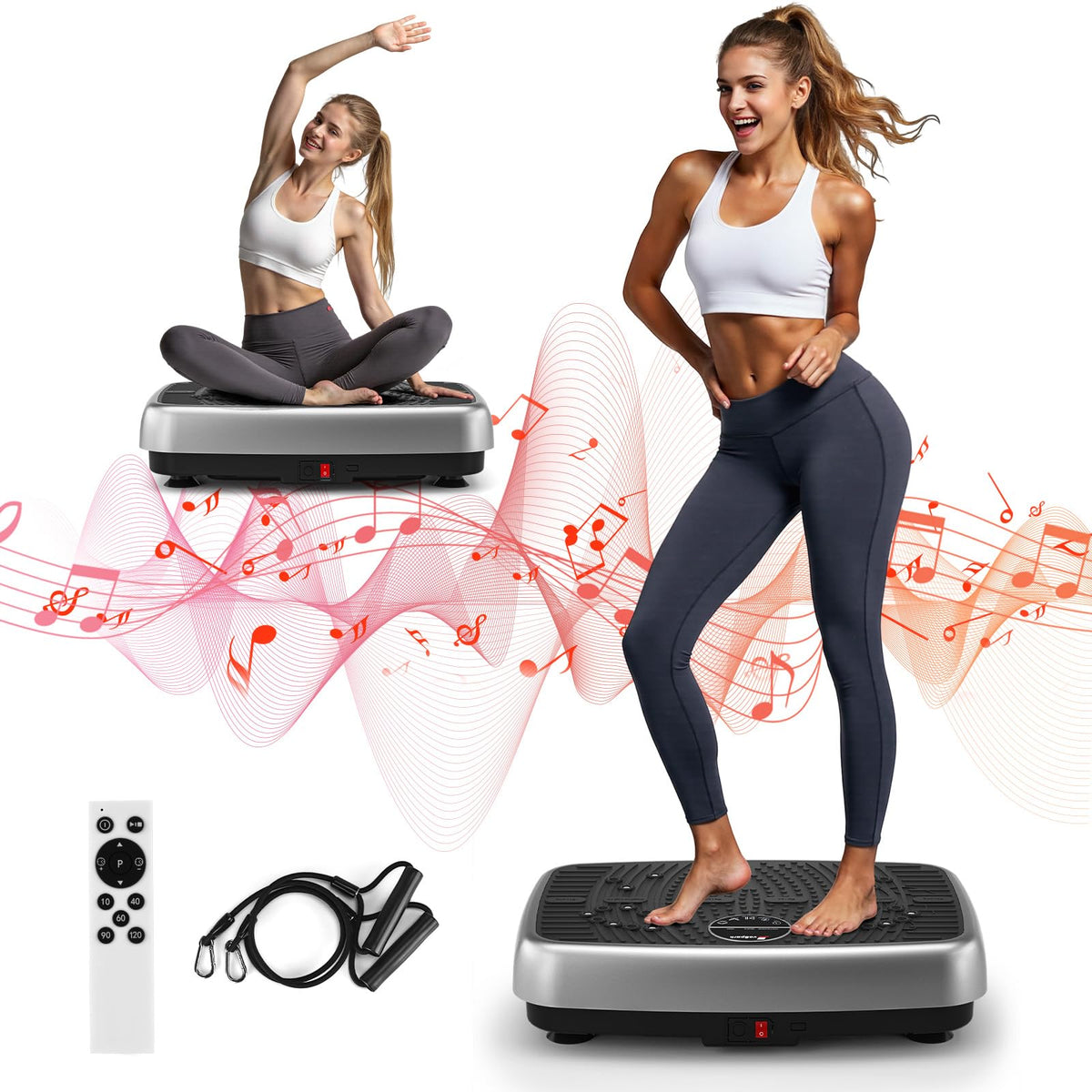 Vibration Plate Exercise Machine with Resistance Bands C30148