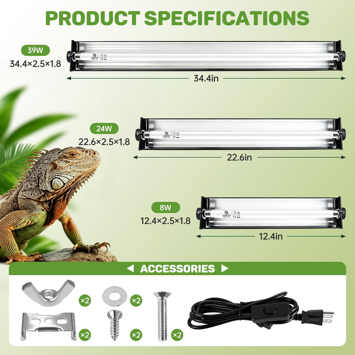 8W 10.0 UVA UVB Reptile Light Fixture D568