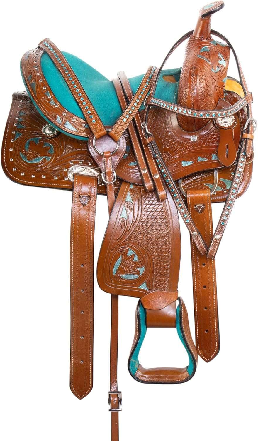 Leather Barrel Saddle with Headstall, Reins and Breast Collar G191435