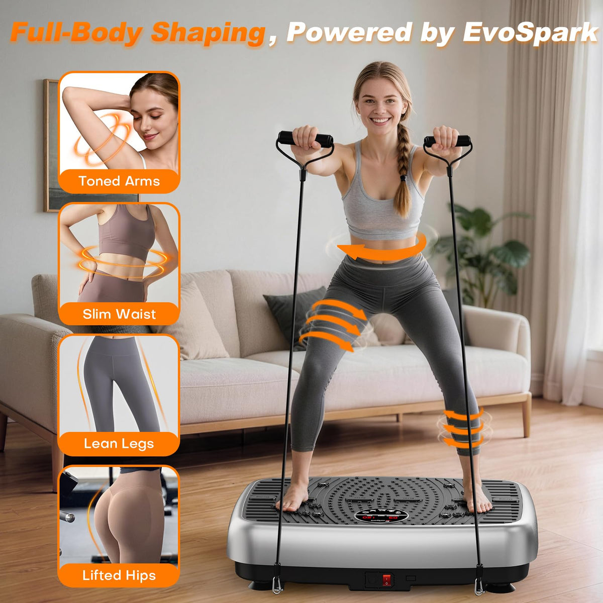 Vibration Plate Exercise Machine with Resistance Bands C30148