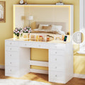 White Vanity Desk with Mirror and Lights V4369