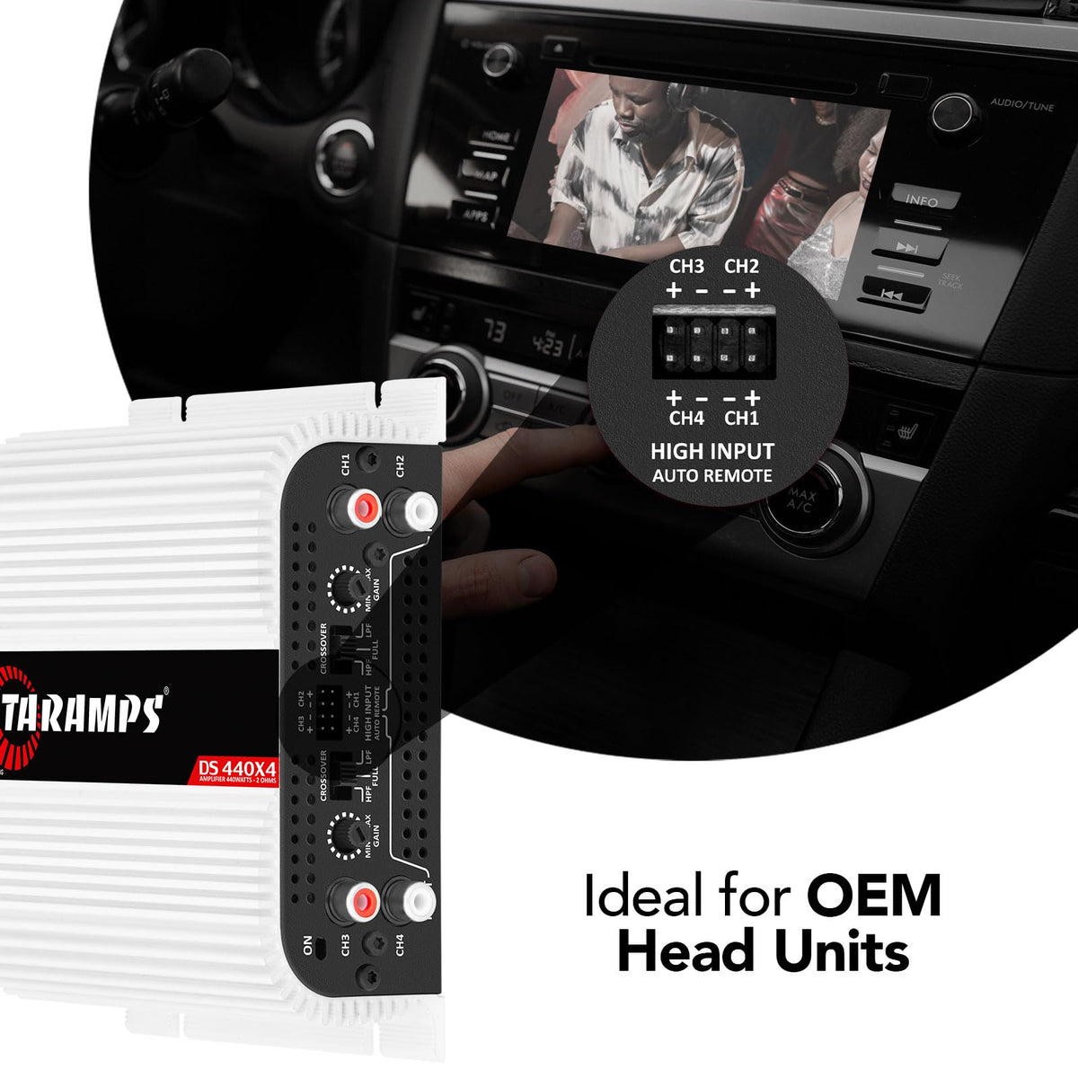 2 Ohms 440W RMS 4-Channel Car Stereo Amplifier I336429